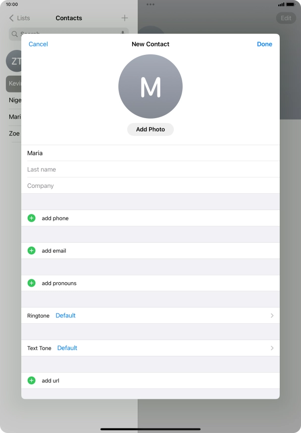 Press Last name and key in the last name.