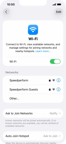 Press the required Wi-Fi network and key in the password for the Wi-Fi network.