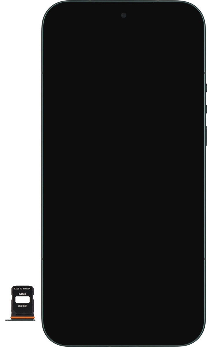 Gira la tarjeta SIM de modo que la esquina biselada de la tarjeta coincida con la esquina biselada del primer contenedor. A continuación insértala en el contenedor.