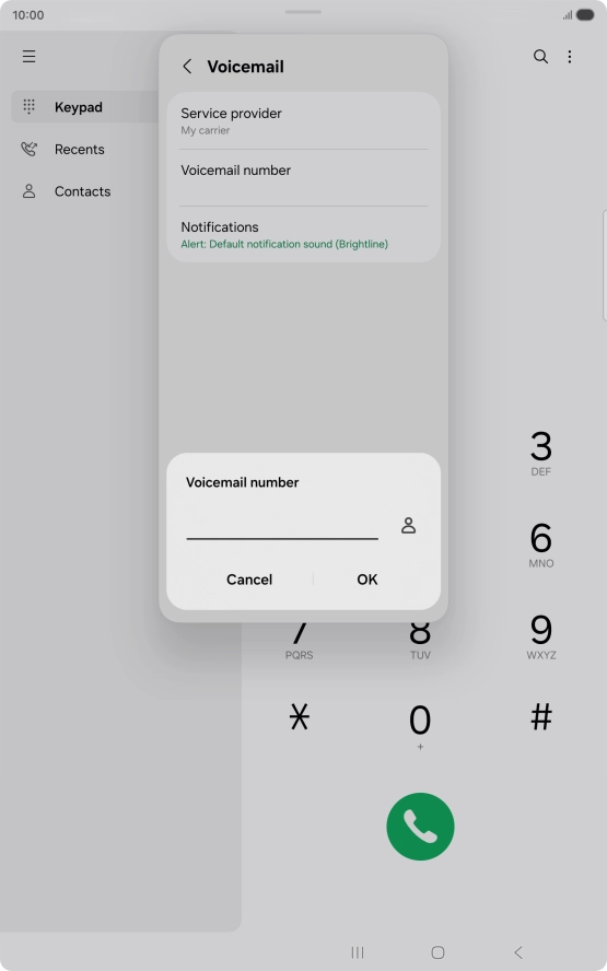 Key in (prefix) 5 (your phone number) and press OK.
