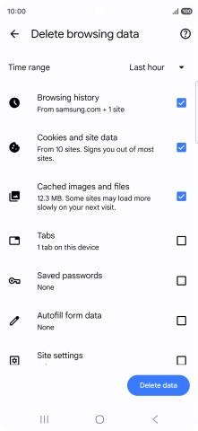 Press the fields next to the required data types.