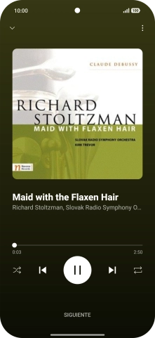 Pulsa la flecha hacia la derecha para ir al archivo de música siguiente.