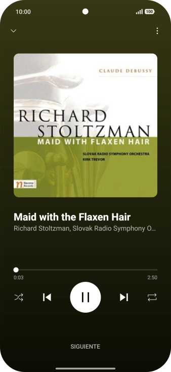 Pulsa la flecha hacia la derecha para ir al archivo de música siguiente.