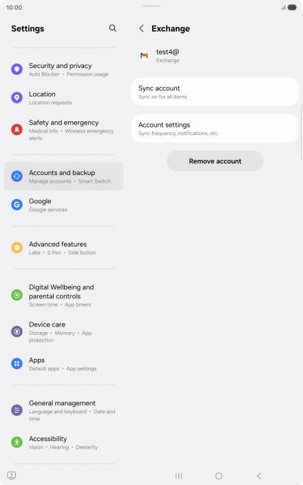 Press Remove account.