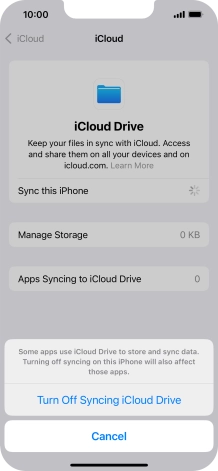 If you turn off the function, press Turn Off Syncing iCloud Drive.
