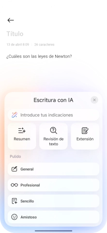 Para generar un texto, pulsa en el campo de escritura.