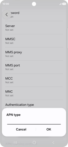 Key in default and press OK.