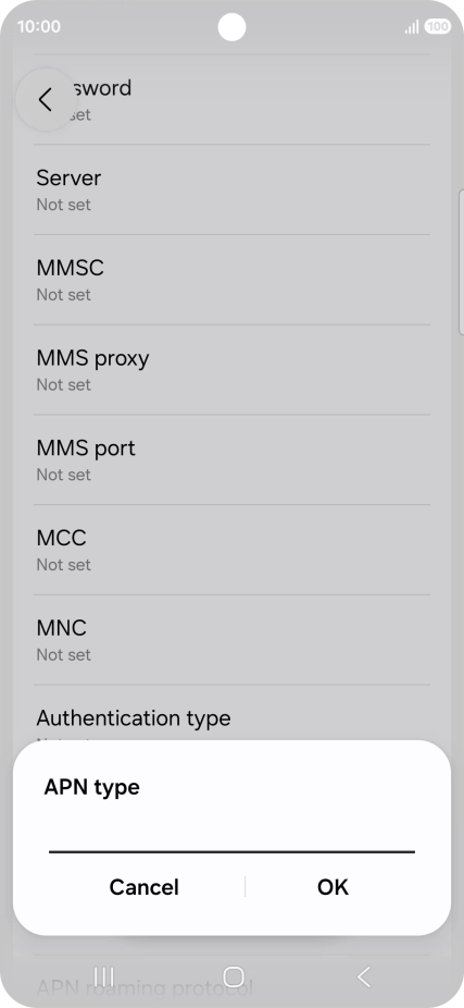 Key in default and press OK.