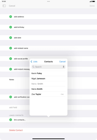 Press the required contact.