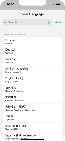 Press the required language.