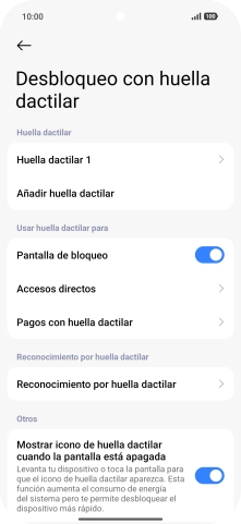 Pulsa  el indicador junto a los ajustes deseados para activarlos o desactivarlos.