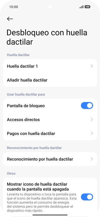 Pulsa  el indicador junto a los ajustes deseados para activarlos o desactivarlos.