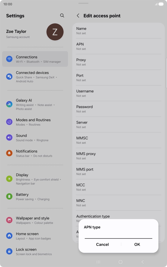 Key in default and press OK.