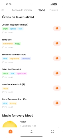 Pulsa los timbres de llamada deseados para escucharlos.