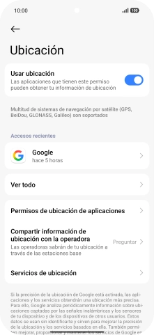 Pulsa Permisos de ubicación de aplicaciones.