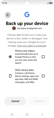 Press the fields next to the required data types to select them.