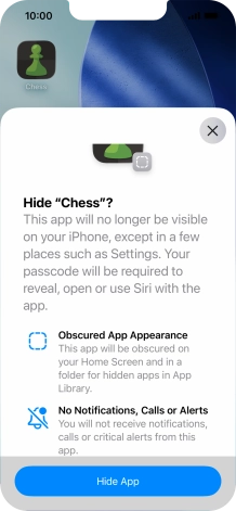 Press Hide App.