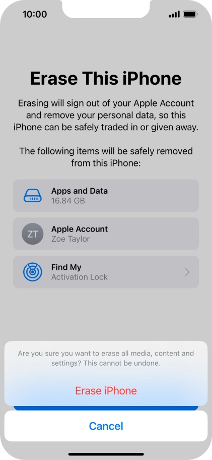 Press Erase iPhone.