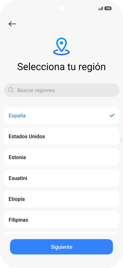 Pulsa el país o el área deseados.