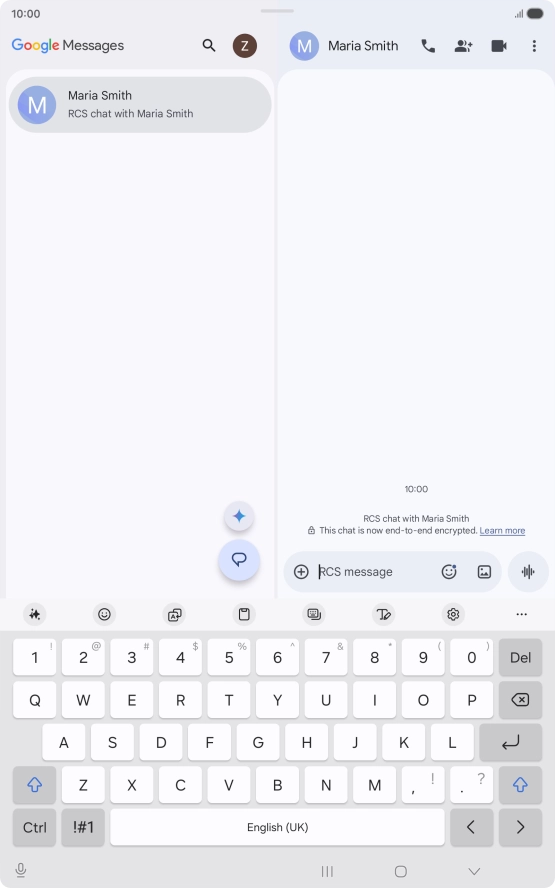 Select an existing conversation or create a new message and press the AI icon.