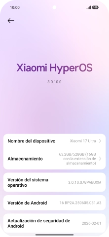Pulsa Xiaomi HyperOS. Si hay una versión de software nueva disponible, aparecerá ahora en la pantalla. Sigue las indicaciones de la pantalla para actualizar el software del teléfono.
