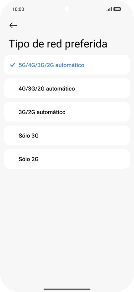 Pulsa el tipo de red deseado.