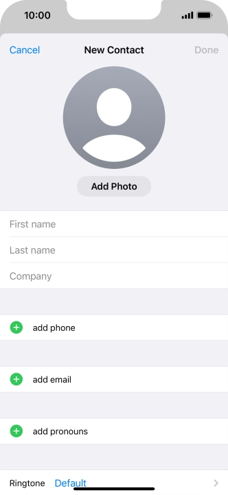 Press First name and key in the first name.