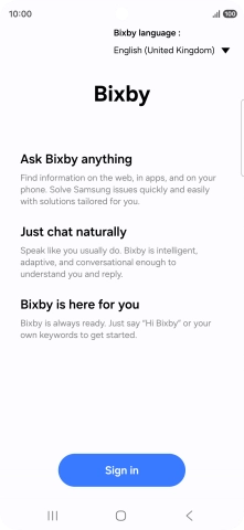 Press Sign in and follow the instructions on the screen to log on to your Samsung account.