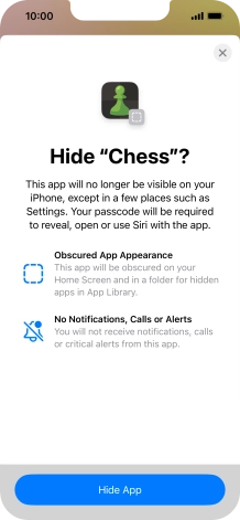 Press Hide App.