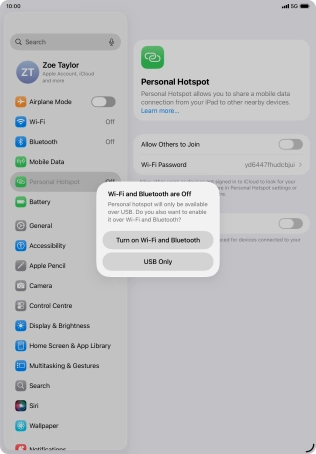 If Wi-Fi is turned off, press Turn on Wi-Fi and Bluetooth.
