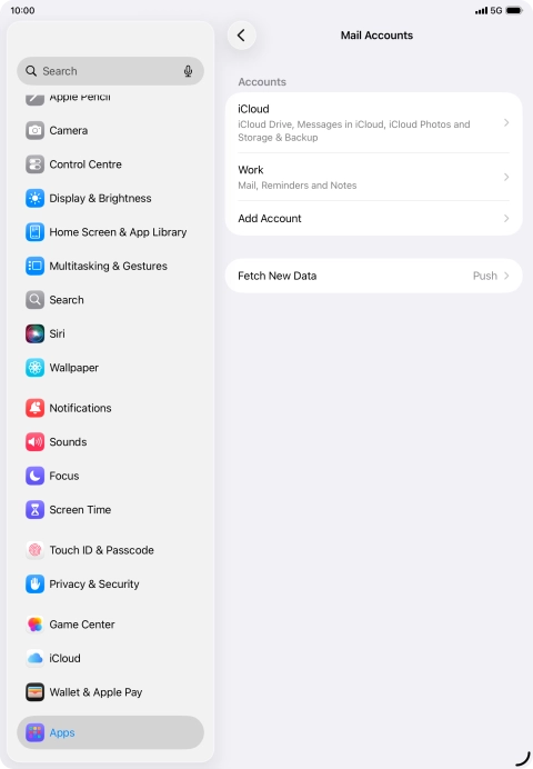 Press the required email account.