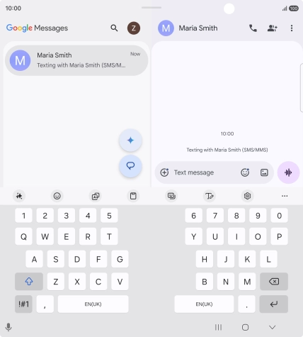 Select an existing conversation or create a new message and press the AI icon. Select an existing conversation or create a new message and press the AI icon.
