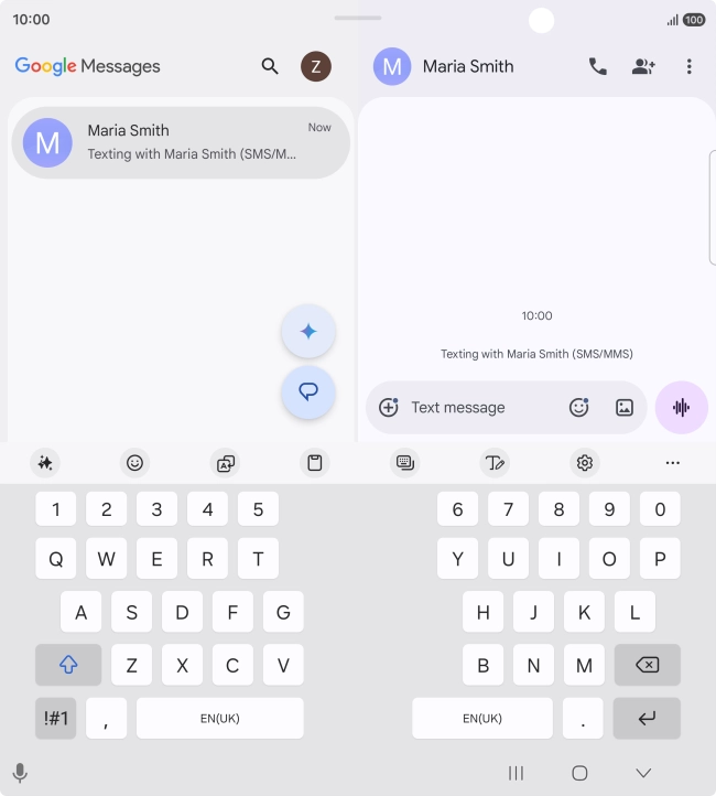 Select an existing conversation or create a new message and press the AI icon. Select an existing conversation or create a new message and press the AI icon.