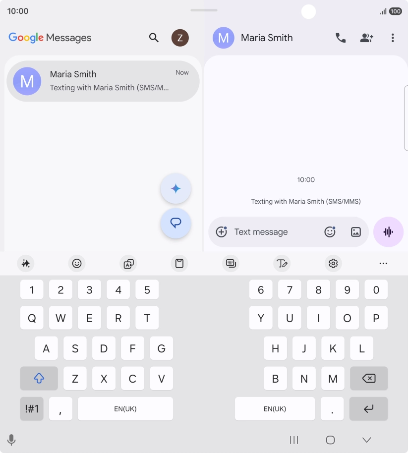 Select an existing conversation or create a new message and press the AI icon. Select an existing conversation or create a new message and press the AI icon.