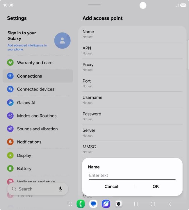 Key in Vodafone Internet and press OK.
