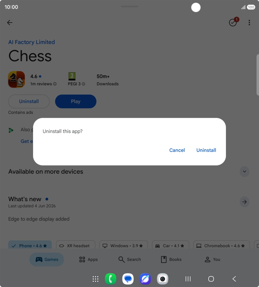 Press Uninstall.