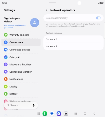 Press the required network. Press the required network.