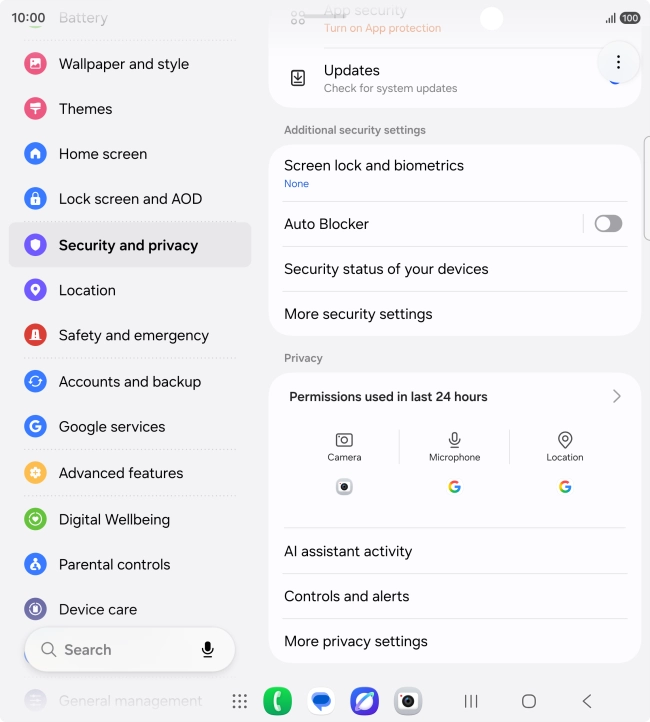 Press More security settings.