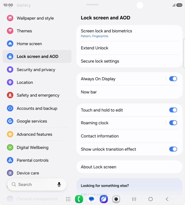 Press Screen lock and biometrics and key in the additional phone lock code you created earlier.