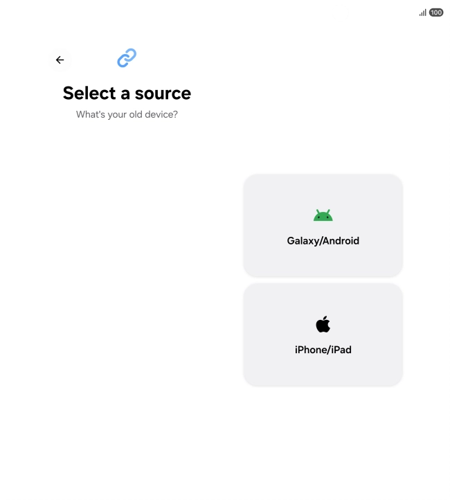 Press the required setting and follow the instructions on the screen to transfer the content from another phone. Press the required setting and follow the instructions on the screen to transfer the content from another phone.