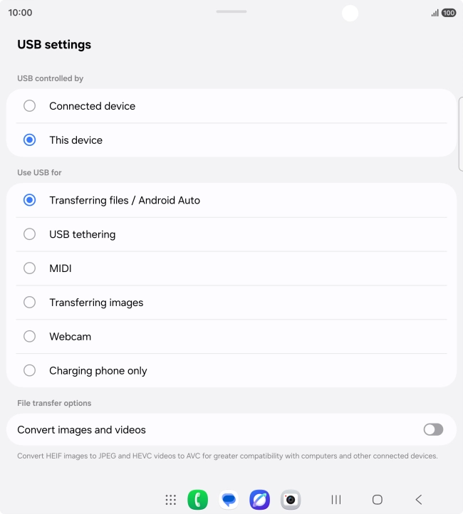 Press Transferring files / Android Auto. Press Transferring files / Android Auto.