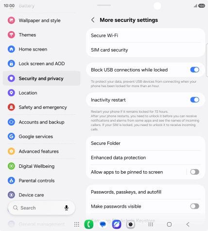 Press SIM card security.