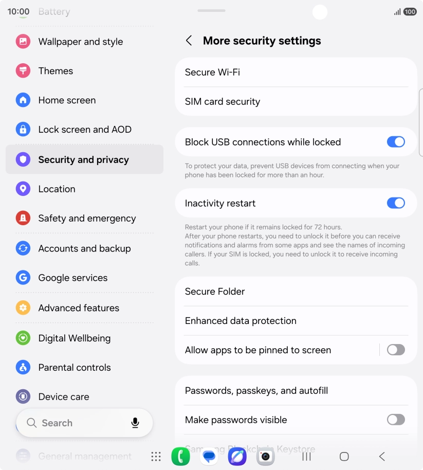 Press SIM card security.