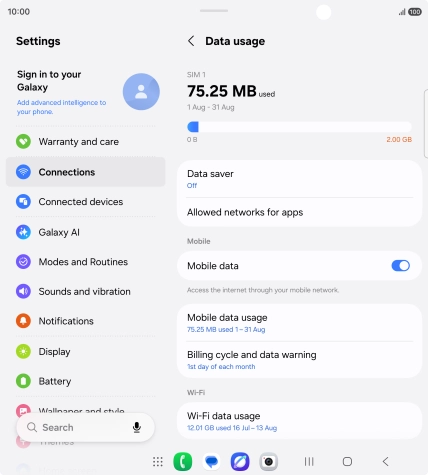 The total data usage is displayed.
