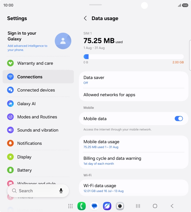 The total data usage is displayed.