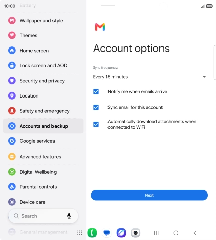 If this screen is displayed, you email account has been recognised and set up automatically. Follow the instructions on the screen to key in more information and finish setting up your phone.