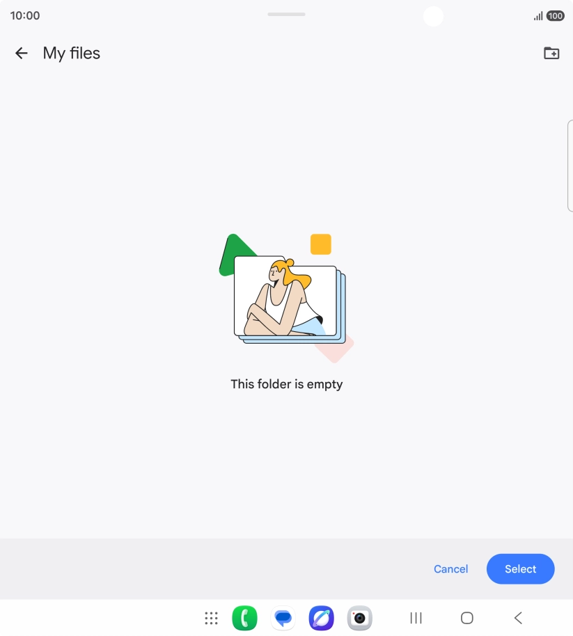 To create a new folder, press the new folder icon and follow the instructions on the screen to create a new folder.