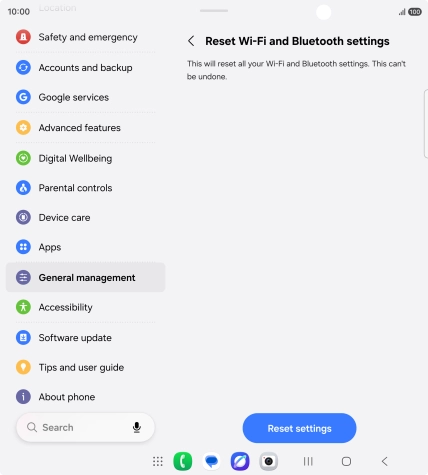 Press Reset settings.