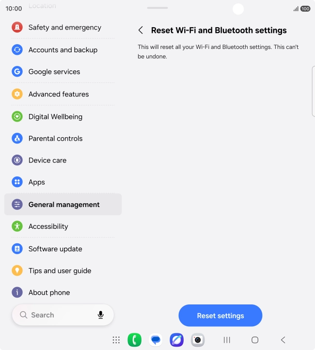 Press Reset settings.