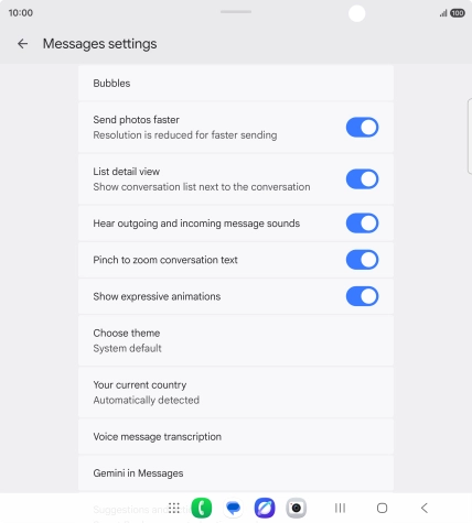 Press Gemini in Messages.